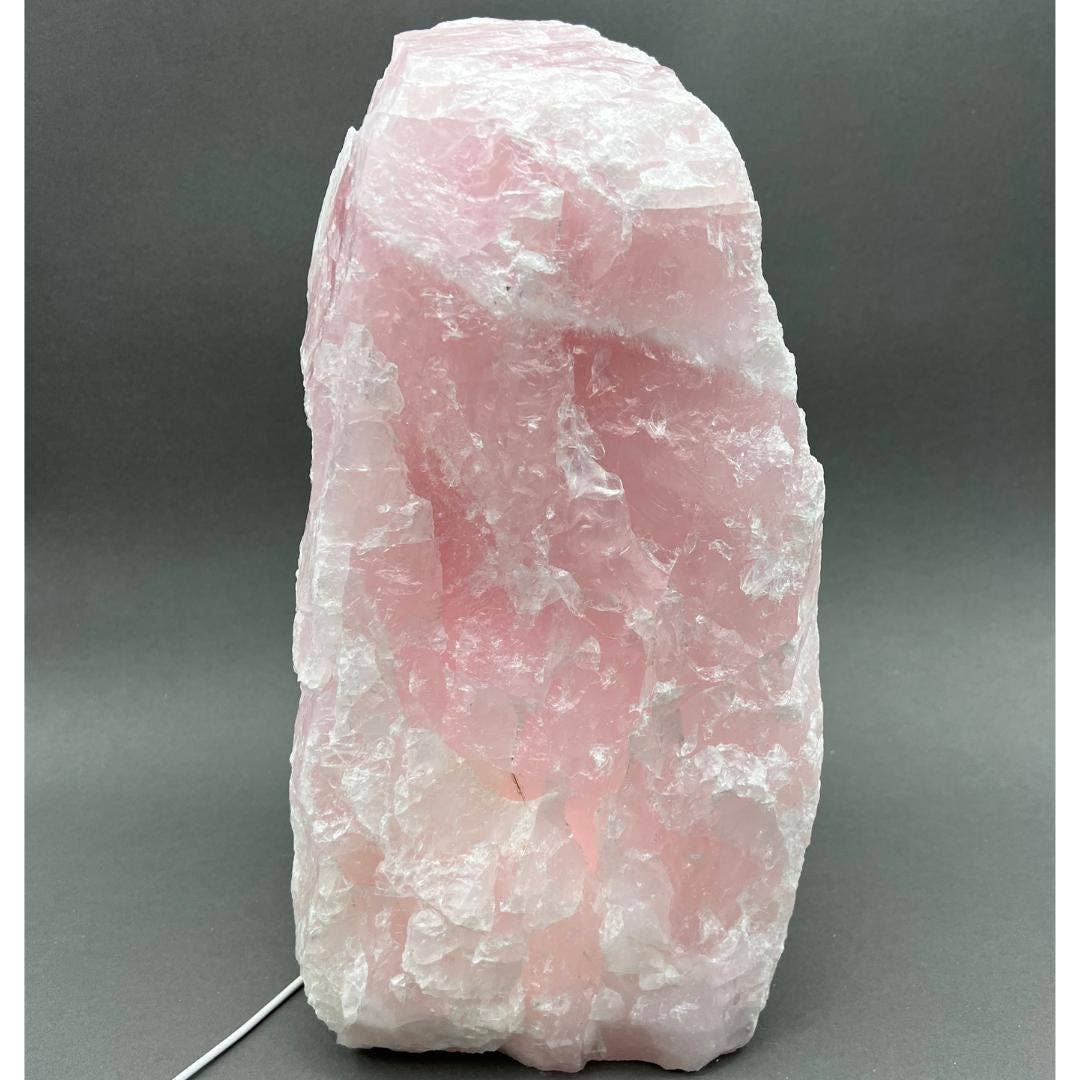 Crystal River Gems LLC - Wholesale Spiritual Stone/Crystal - Rose Quartz Lamp 3 Inch Wood Base Size 2.5 to 3.5 Inches Crystal Decor0