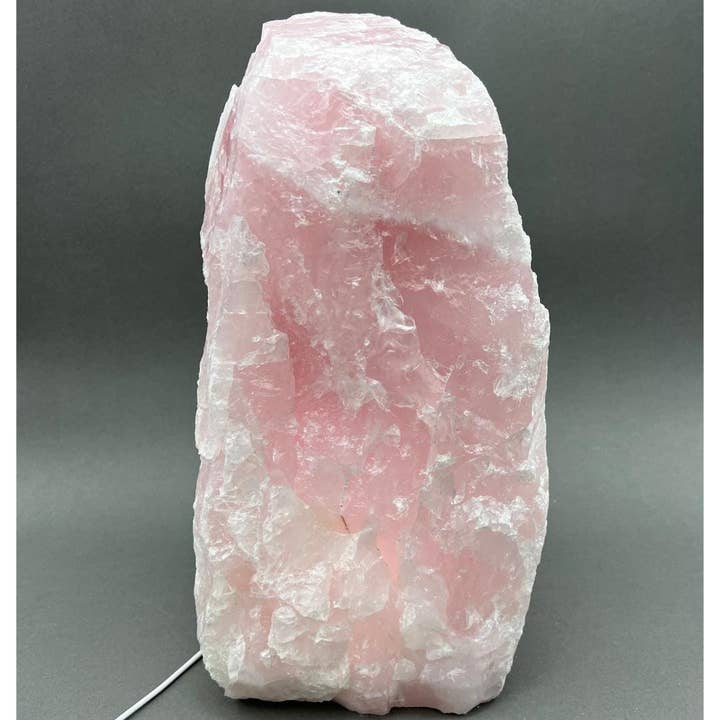 Crystal River Gems LLC - Wholesale Spiritual Stone/Crystal - Rose Quartz Lamp 3 Inch Wood Base Size 2.5 to 3.5 Inches Crystal Decor
