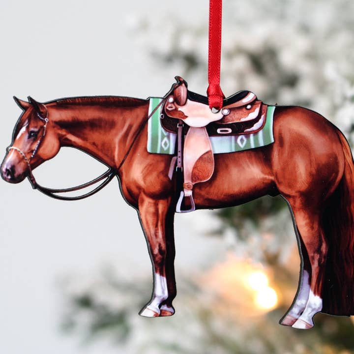 Chestnut Western Quarter Horse Ornament for wholesale by Classy Equine