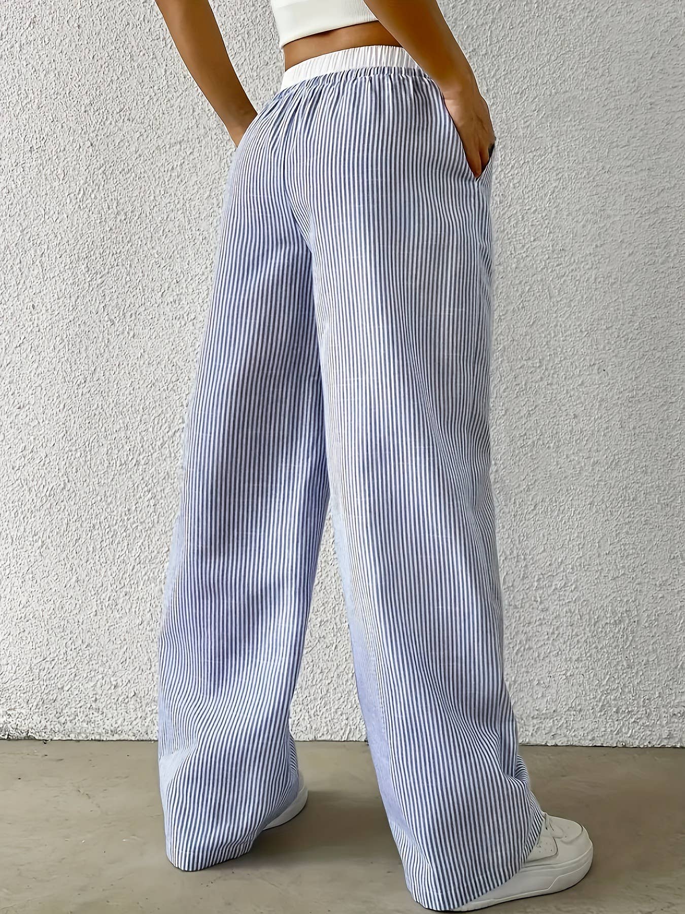 Rosa Clothing - Wholesale Pants - Women's - Summer drawstring plaid wide-leg pants5