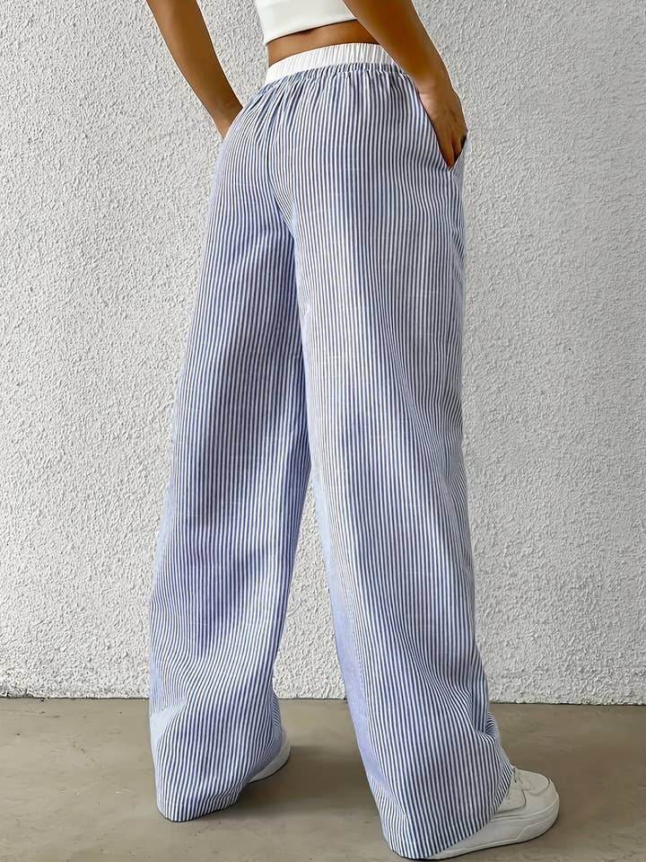 Rosa Clothing - Wholesale Pants - Women's - Summer drawstring plaid wide-leg pants5