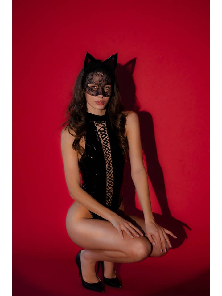 Devils Boutique - Wholesale Costume - Women's - Latex Black Bodysuit PVC Bodycon Body Cat Latex Sexy Look3