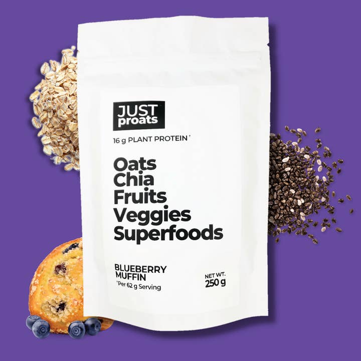 JUSTproats - Wholesale Protein/Superfood Powder - Blueberry Muffin Proats