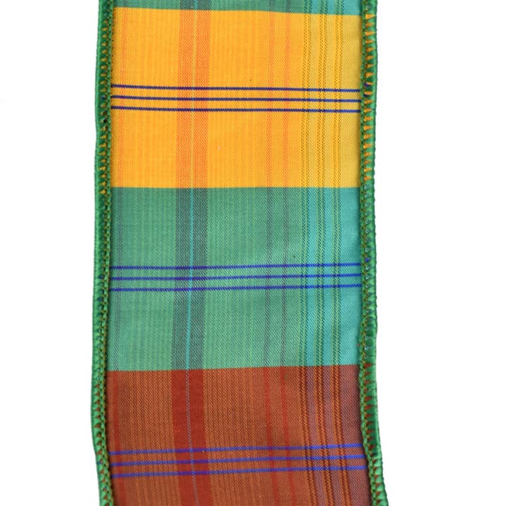 Blue Banks Harvest Plaid Ribbon for wholesale by David Christopher's Collection