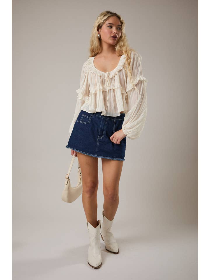 LE LIS - Vente Chemisier – femme - CHEMISIER À ENCOLURE DÉGAGÉE ET VOLANTÉ11