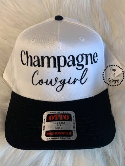 Champagne Cowgirl Embroidered Hat for wholesale by Cup It Designs