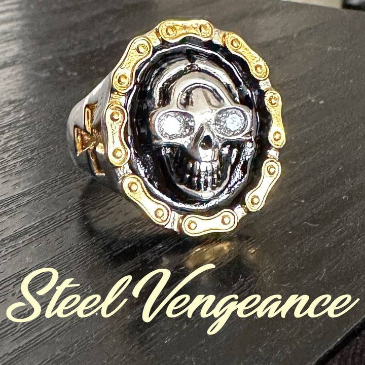Anillo de Calavera 'Steel Vengeance' (#341) para venta al por mayor de SkullJewelry.com