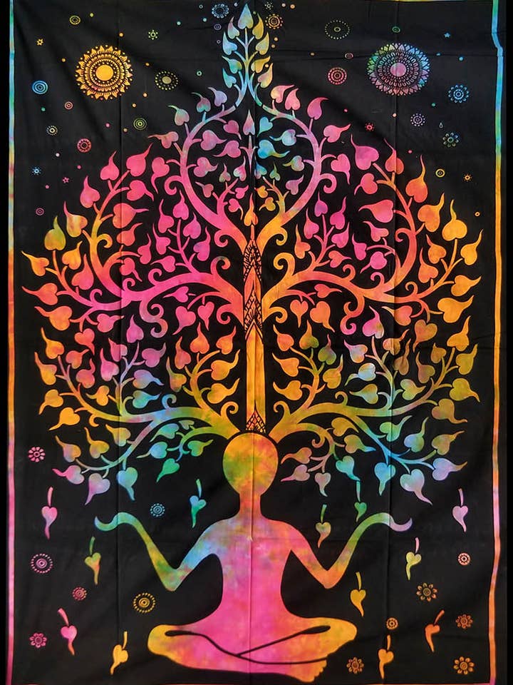 Meditation Under Tree Of Life Tapestry for wholesale by Yak & Yeti
