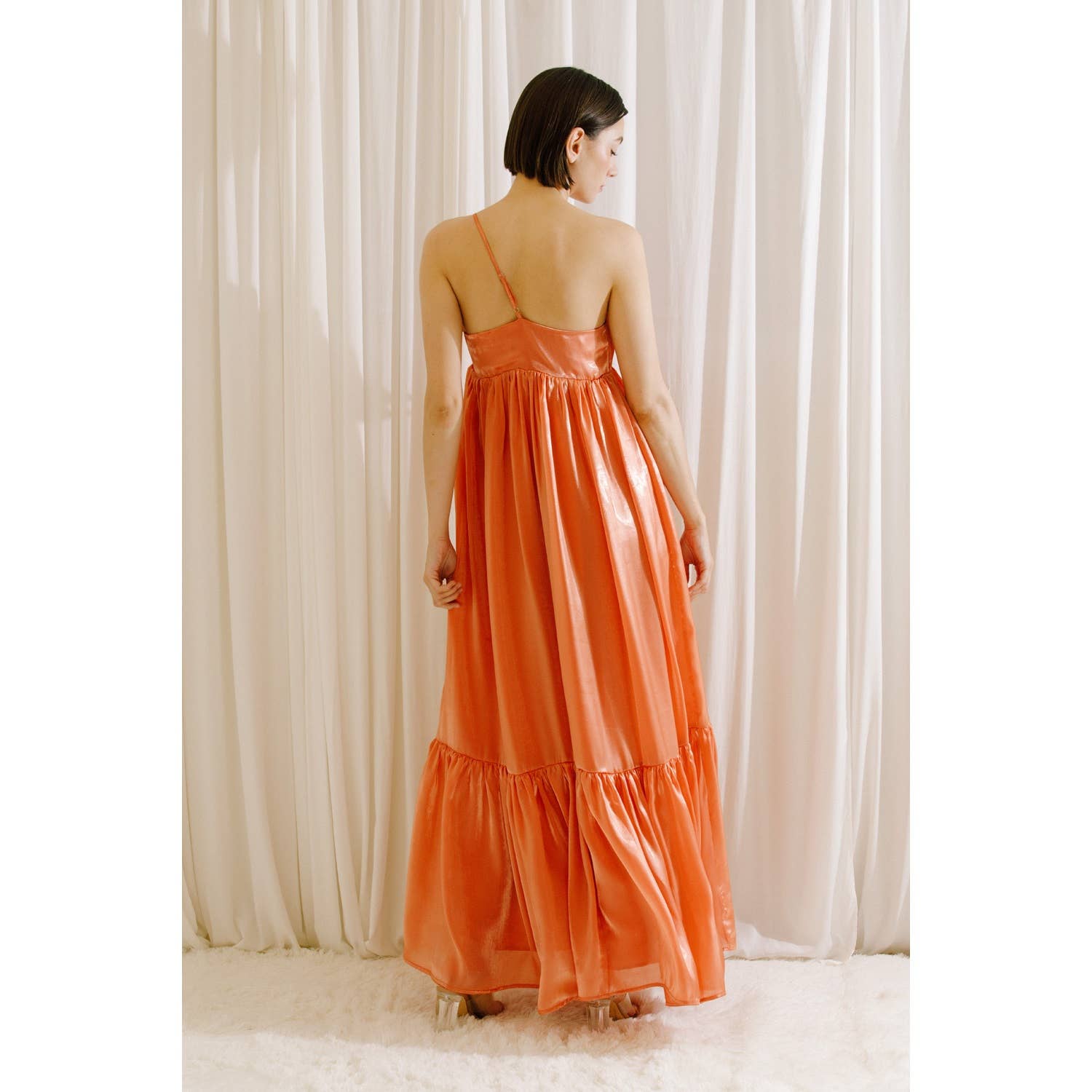 STORIA - Wholesale Dress - Women's - HD2231- SATIN METALLIC SHEEN MAXI BOW DRESS9