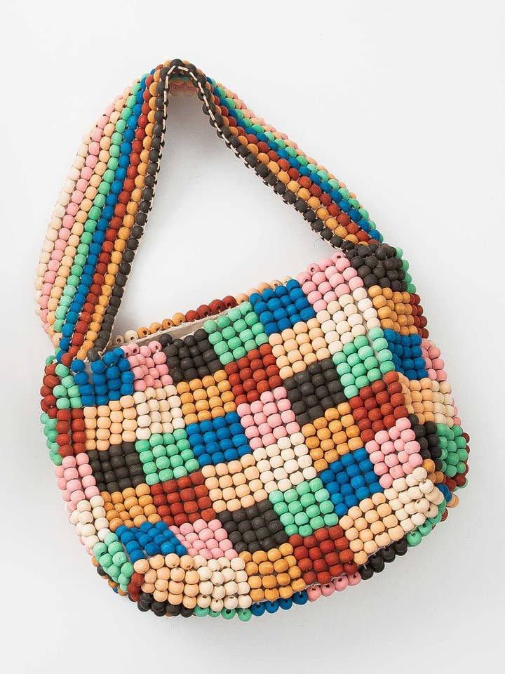 Wooden Beaded Patchwork Bag for wholesale by Noonday Collection