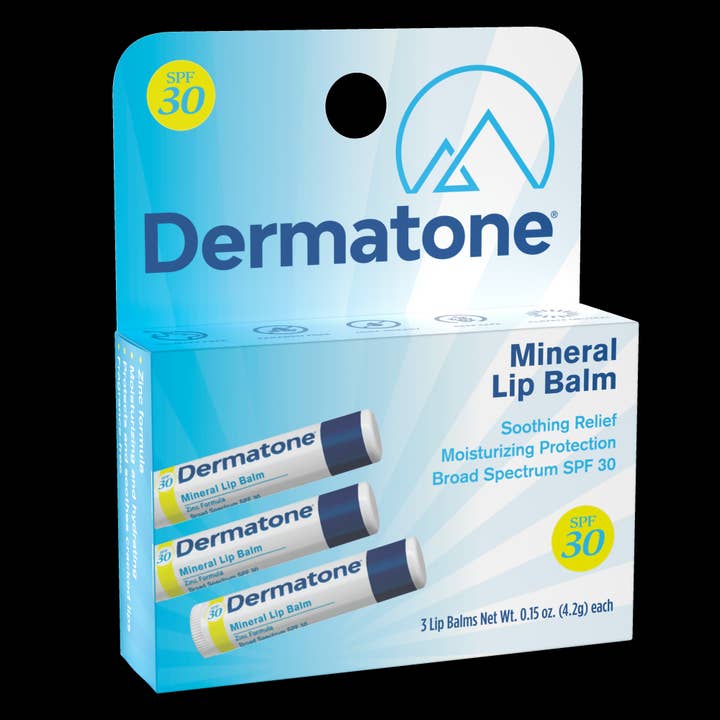 Mineral 3-pack Lip Balm SPF 30 Hang Box (12 count) for wholesale by DERMATONE