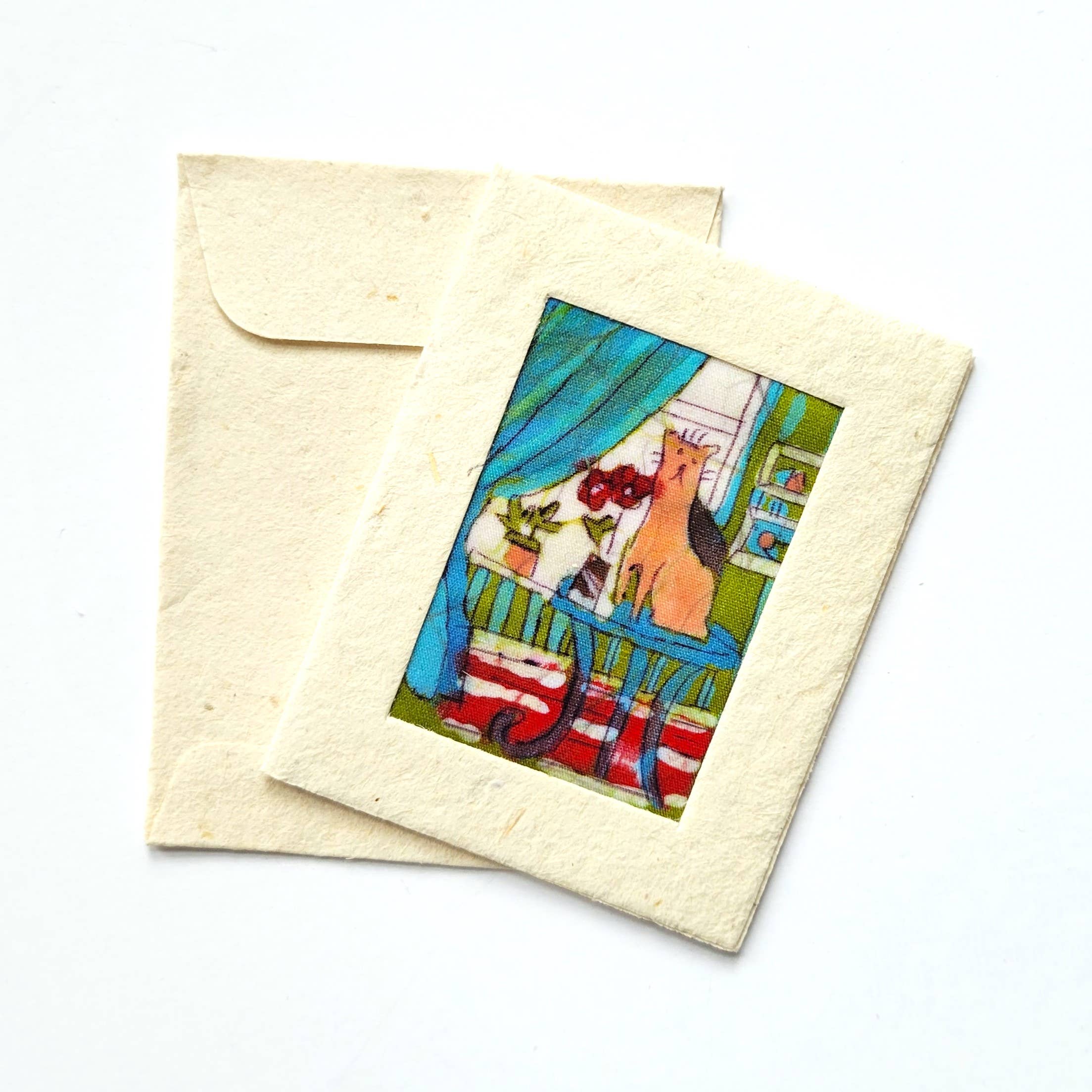 Eclectic Woodchuck - Vente Carte de vœux classique - Mini carte Batik Cat1