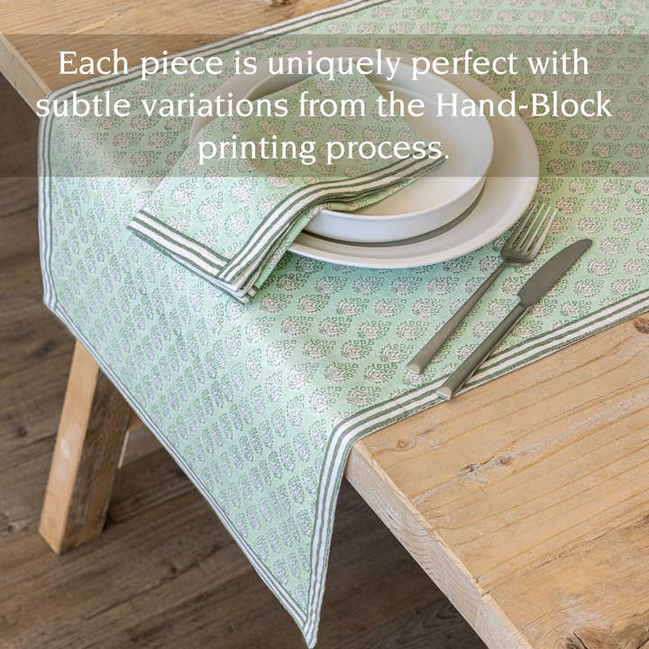 over&back - Wholesale Table Runner - Hand-Blocked Table Runner Floral Patterns 18x1088