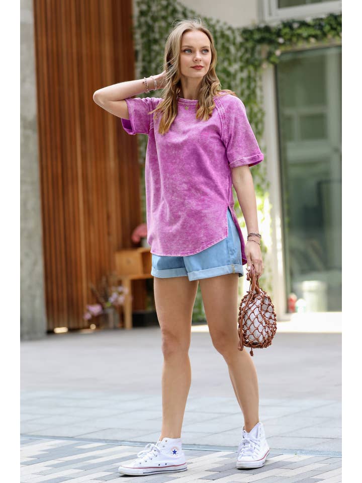 42POPS - Wholesale T-Shirt - Women's - ".....FRENCH TERRY VINTAGE WASHED CUFF SLEEVE TOP
