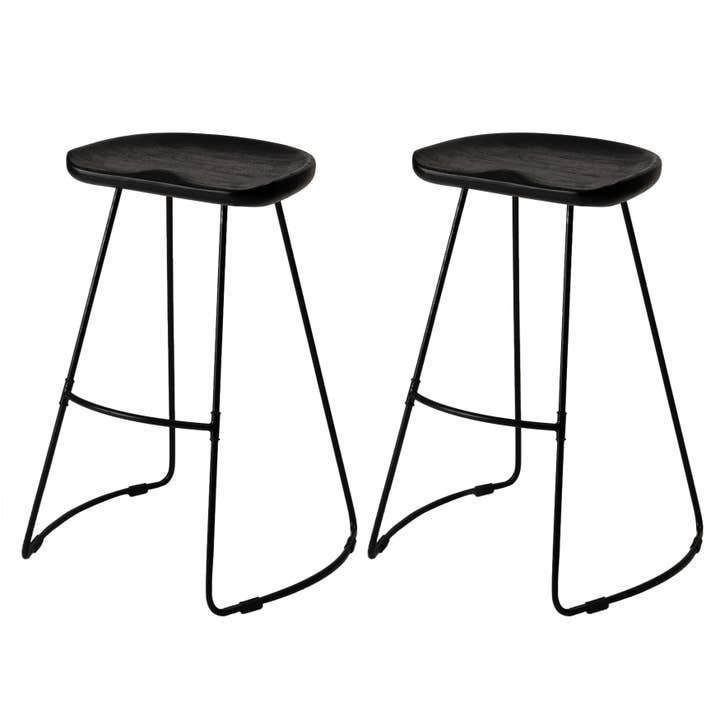 Black Volt Saddle Solid Wood Seat Set of 2 Bar & counter stools for wholesale on Faire1