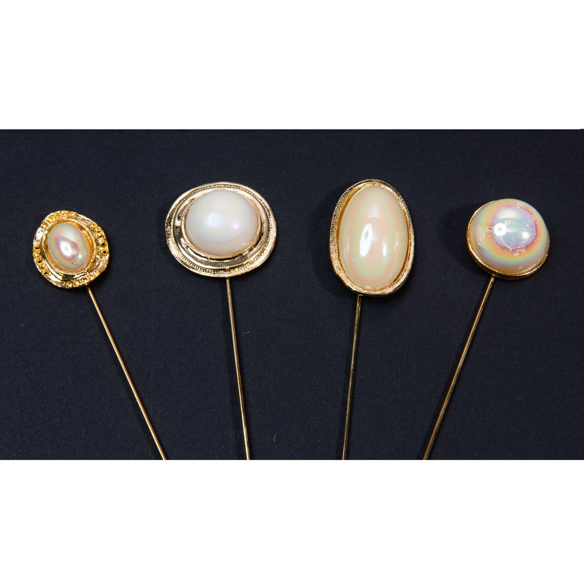KaKyCo - Wholesale Hat Accessory - Women's - 4 Pieces Gold/Pearl Hat Pin Set | A4000-026-029PK4