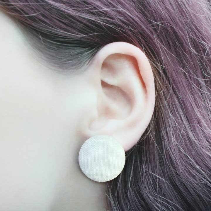 Rachel O's - Wholesale Stud/Post Earrings - Bold 7/8 Inch Baseball Bikes Fabric Button Earrings1
