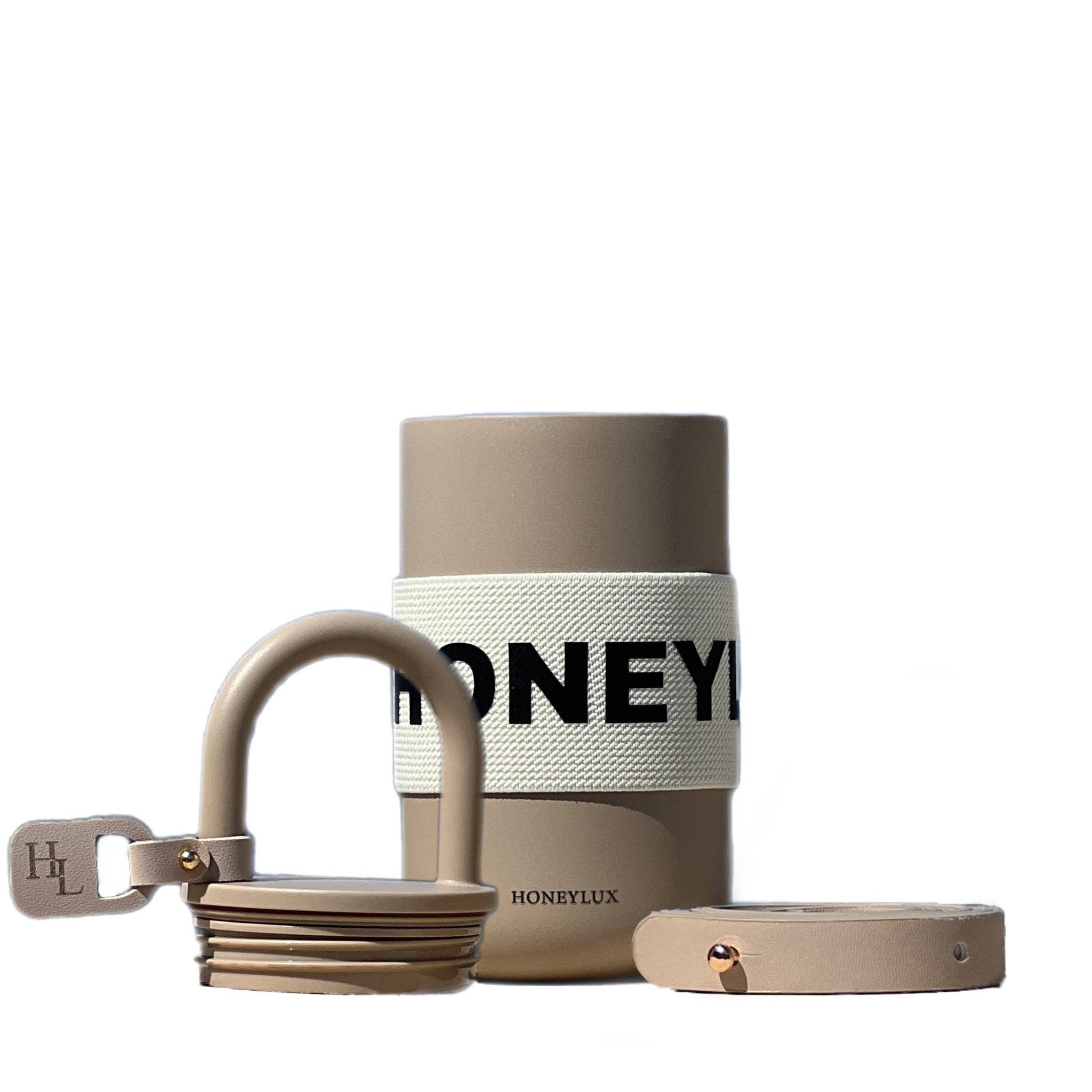 HoneyLux – Großhandel Thermotasse/-becher – Reisebecher für Heiße und Kalte Getränke mit Veganer Lederschlaufe – Mocha1