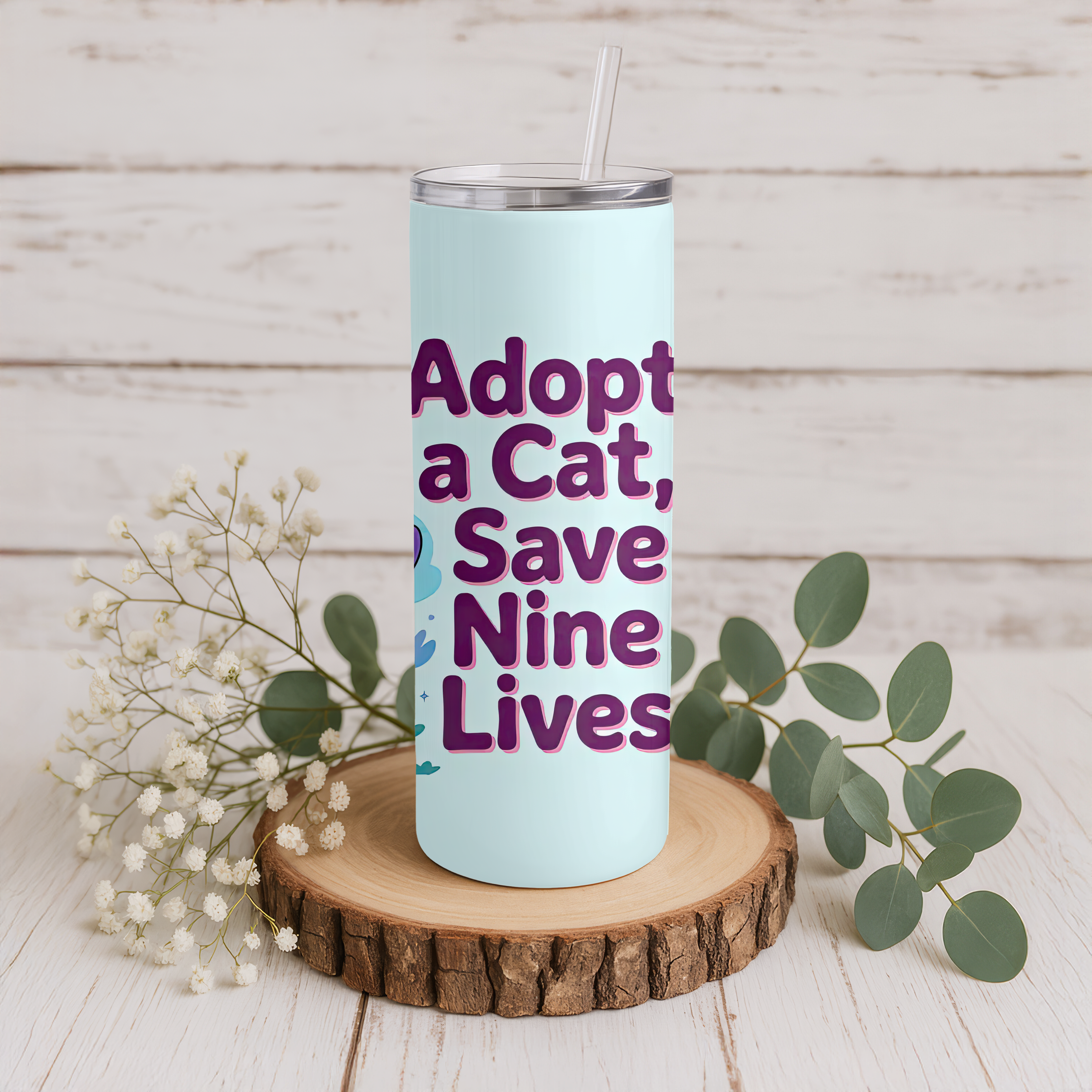 Snap It Stick It - Wholesale Insulated Mug/Tumbler - Adopt a Cat, Save Nine Lives  – 20oz Tumbler1