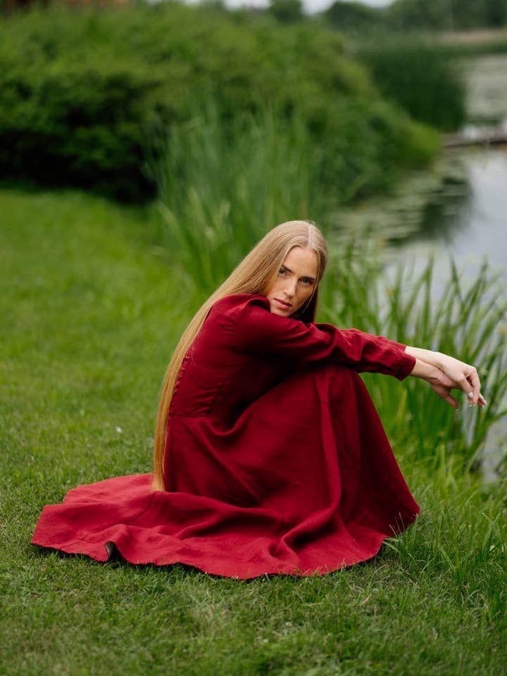 Son de Flor - Wholesale Dress - Women's - Frida – Linen Dress with Shirt Collar9