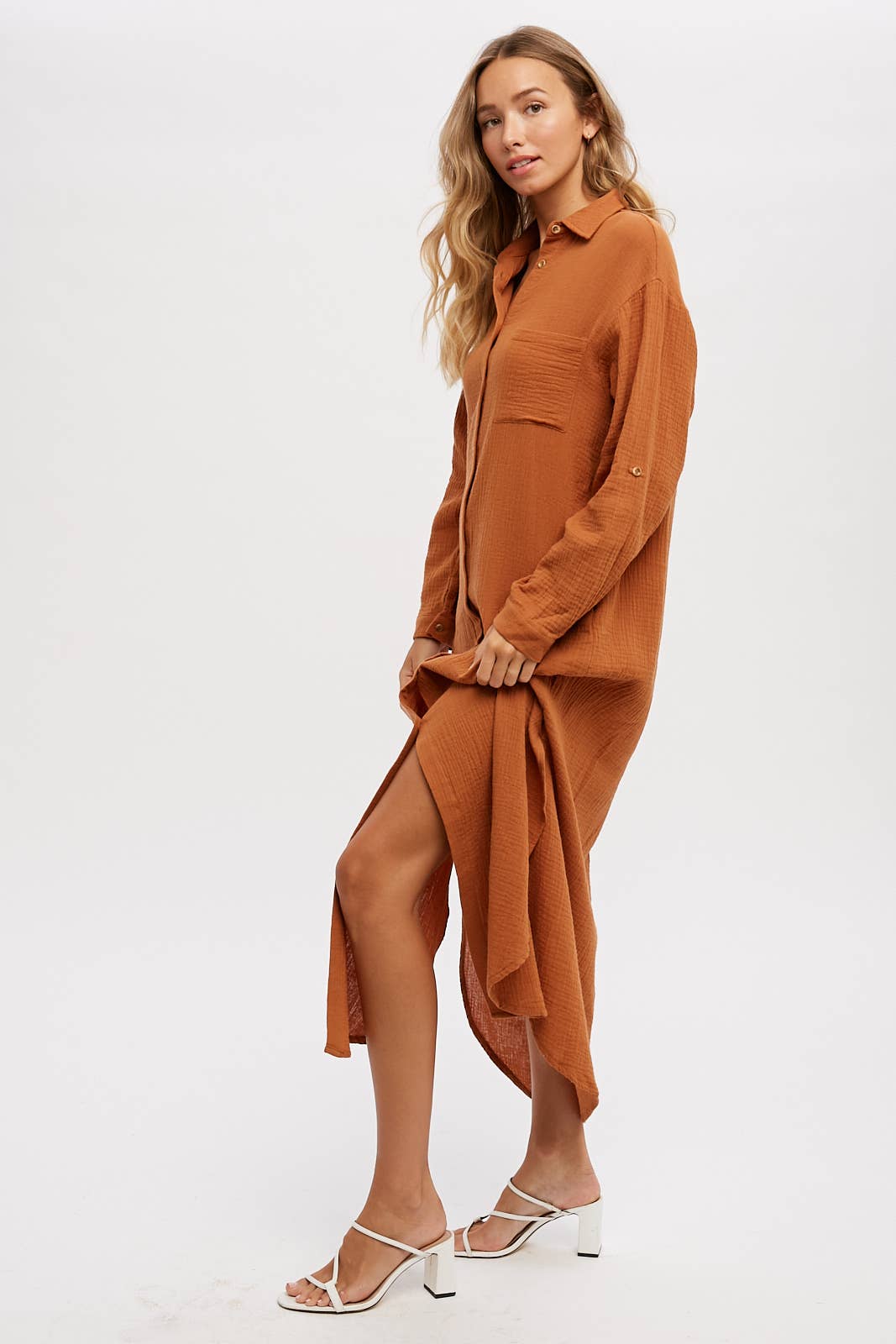 Bluivy - Wholesale Dress - Women's - BUTTON UP MAXI SHIRT DRESS WITH POCKET14