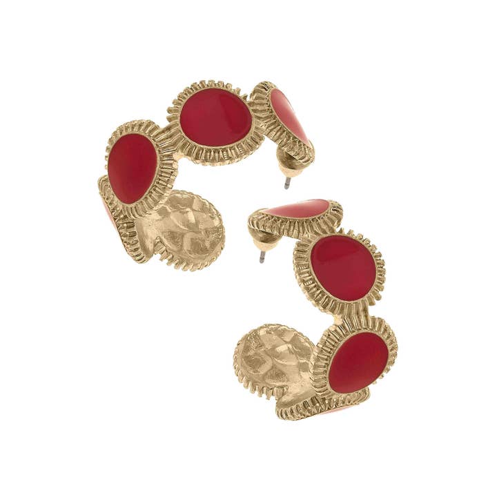 Canvas Style - Wholesale Hoop Earrings - Bianca Fluted Enamel Disc Hoop Earrings1