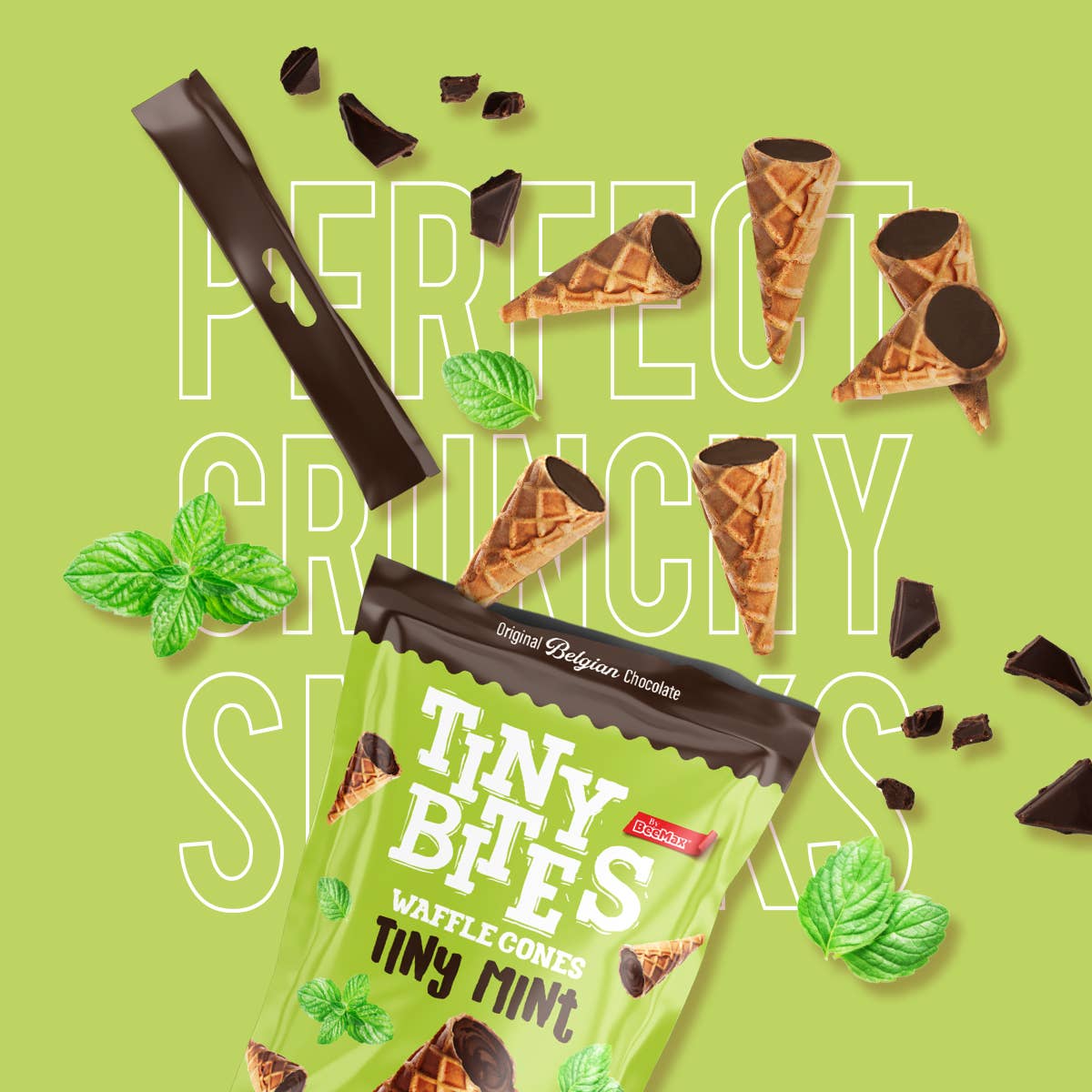 Beemax - Wholesale Chocolate - Tiny Bites Tiny Mint Mini Waffle Cones 4.24oz 1