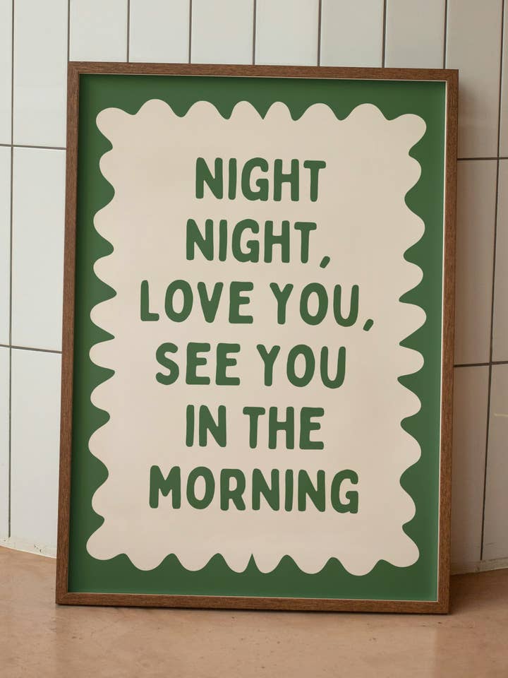 Night Night, Love You | Hunter Green and Cream for wholesale by Wisdom and Wonder Designs