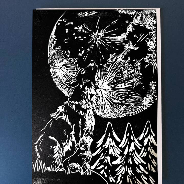 Huilen naar de Maan Vaderdag Wenskaart voor wholesale door Kathie Studio