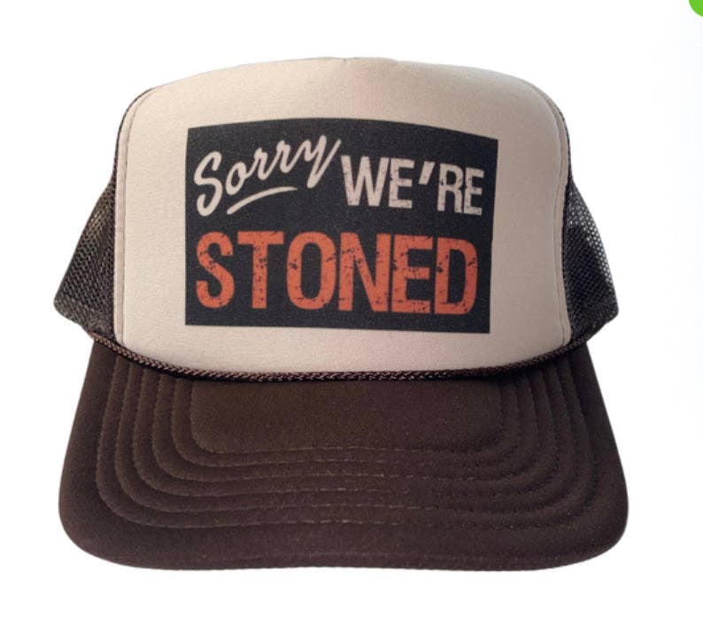Inappropriate Trucker Hats – wholesale Trucker hat – Unisex – Sorry We’re Stoned Trucker Hat2
