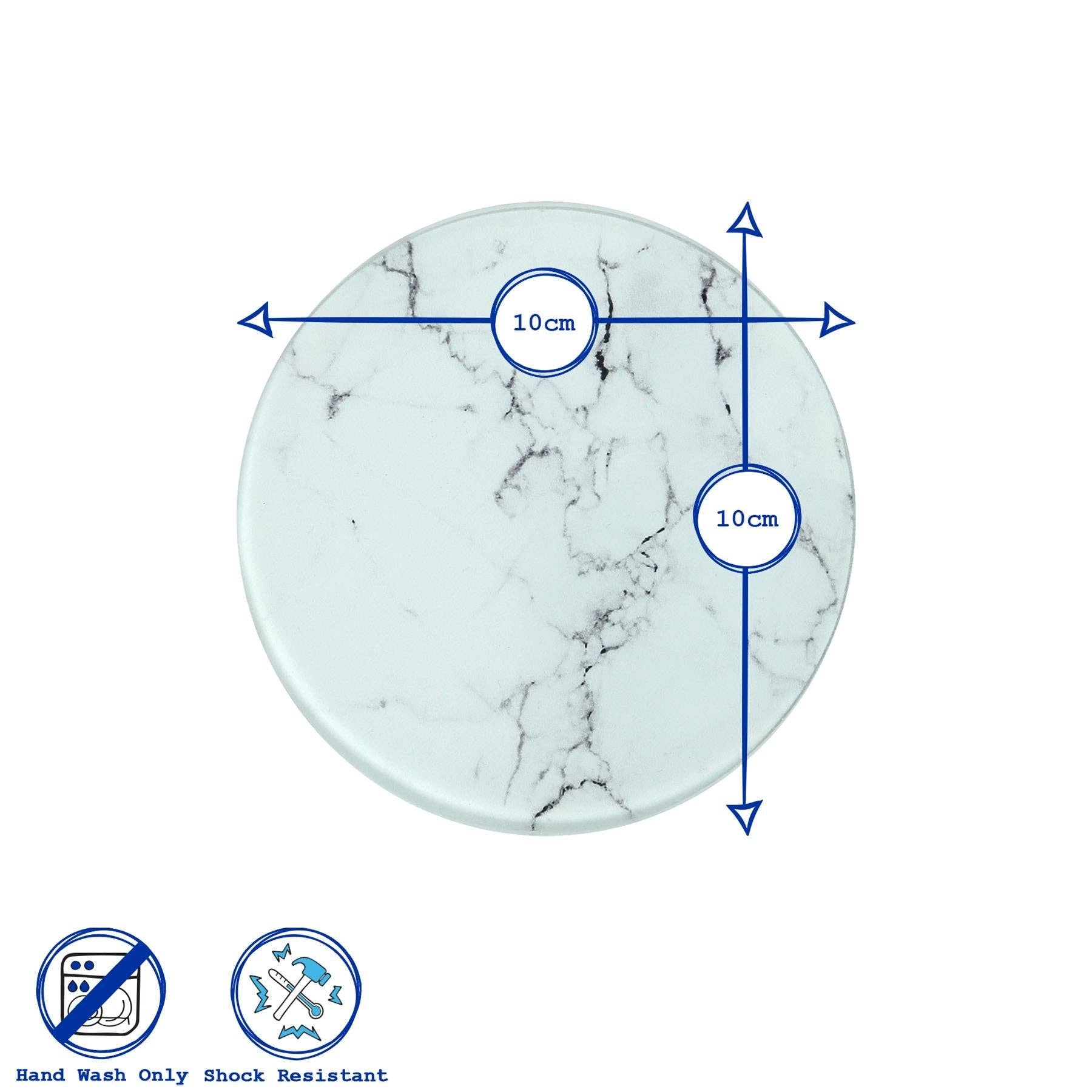 Rinkit Ltd – wholesale Coasters – Round Glass Coasters - 10cm - Marble5