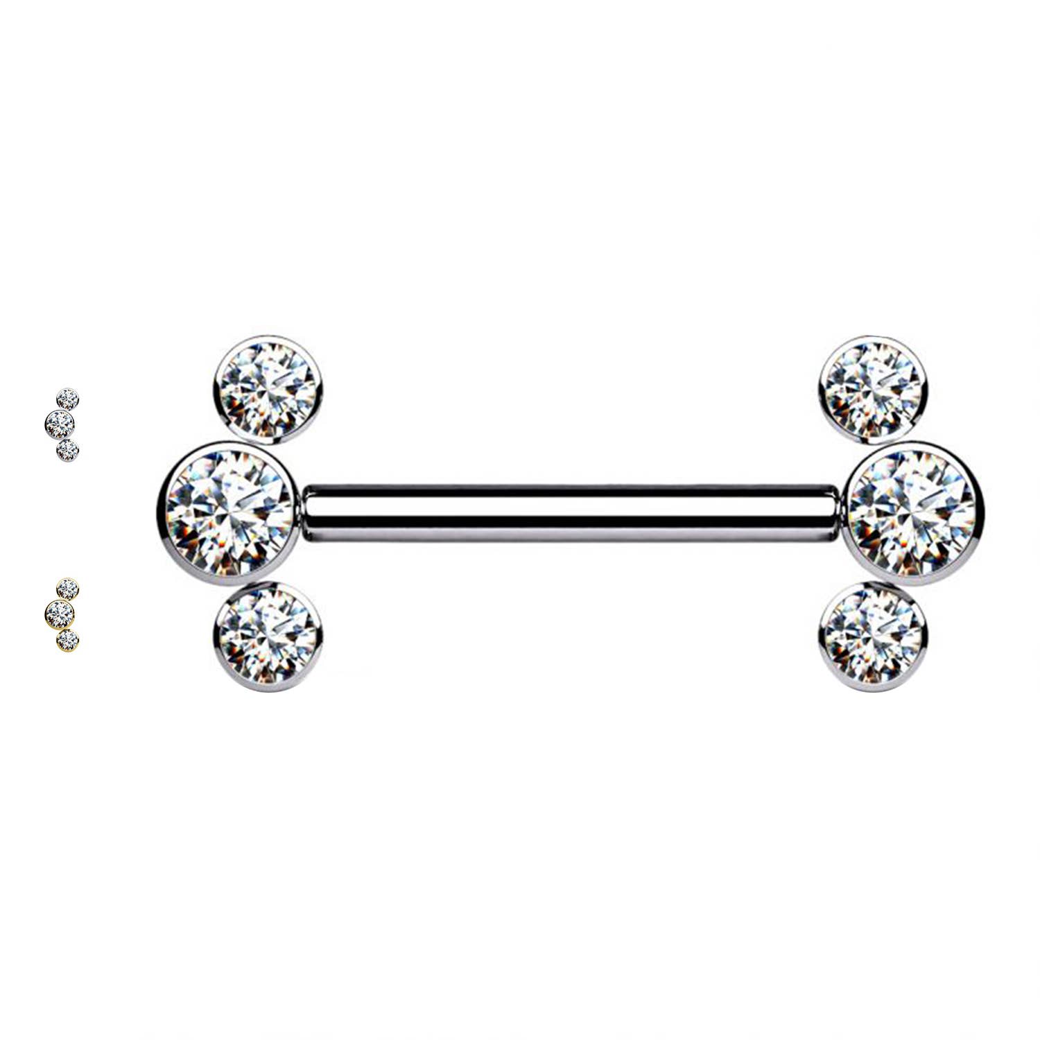 Awaken - Wholesale Single Earring - Barbell with Crystals PL-1072