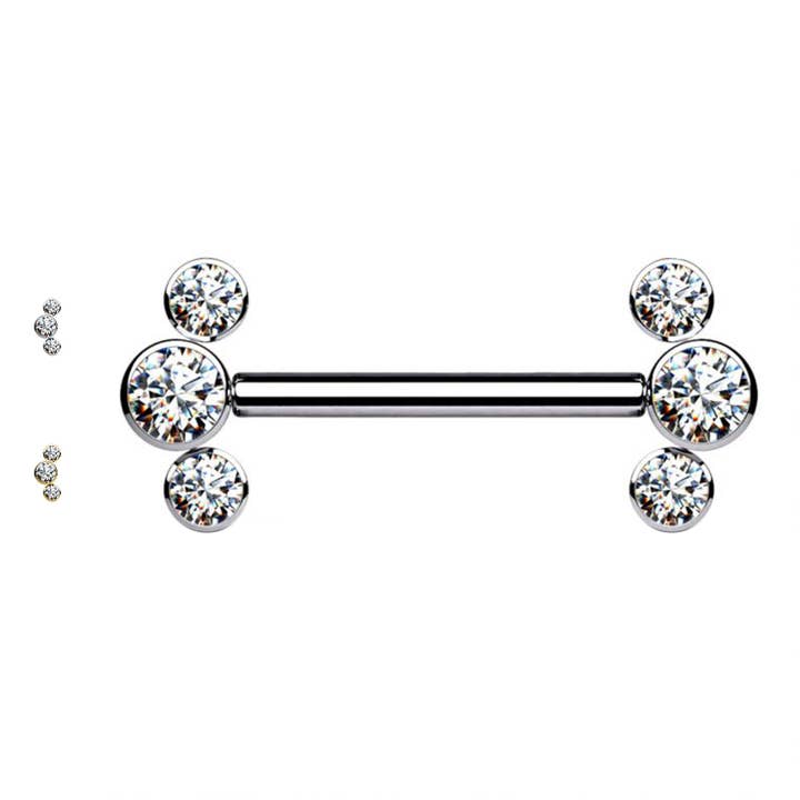 Awaken - Wholesale Single Earring - Barbell with Crystals PL-1072