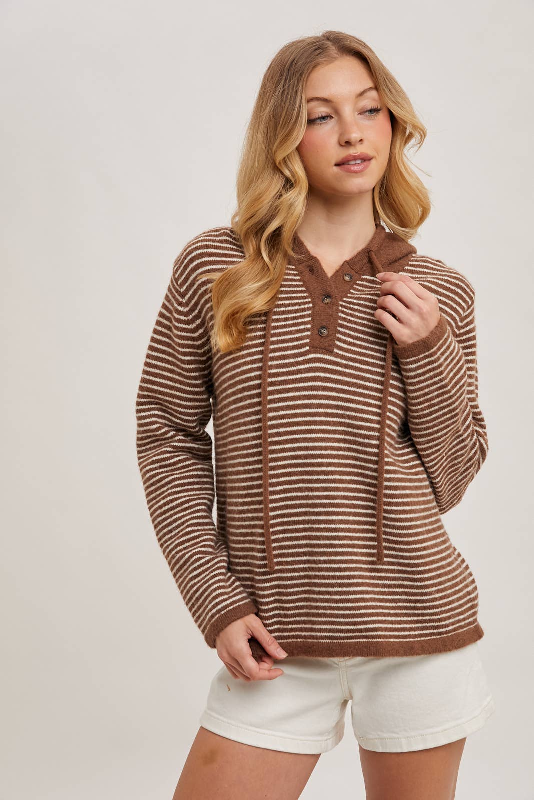 Bluivy - Wholesale Hoodie - Women's - HENLEY SWEATER WITH HOODIE12