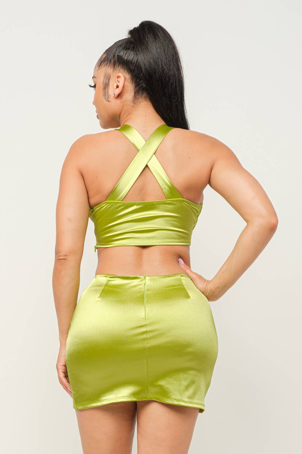 Julia by LoveJ - Wholesale Top & Skirt Set - Women's - Open Front Wire Detail Top And Skirt Set3