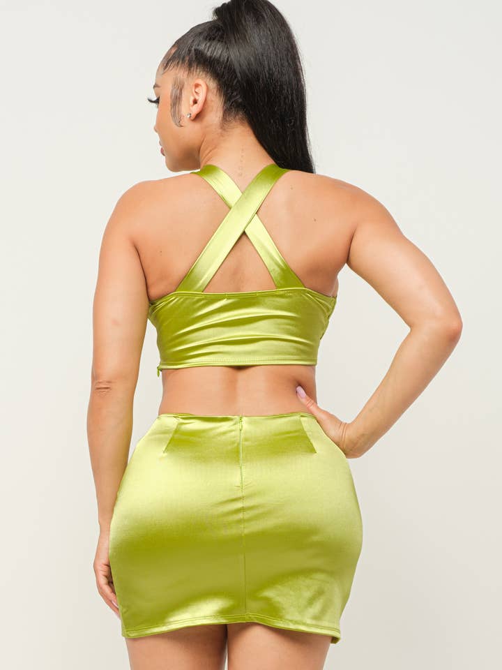 Julia by LoveJ - Wholesale Top & Skirt Set - Women's - Open Front Wire Detail Top And Skirt Set3