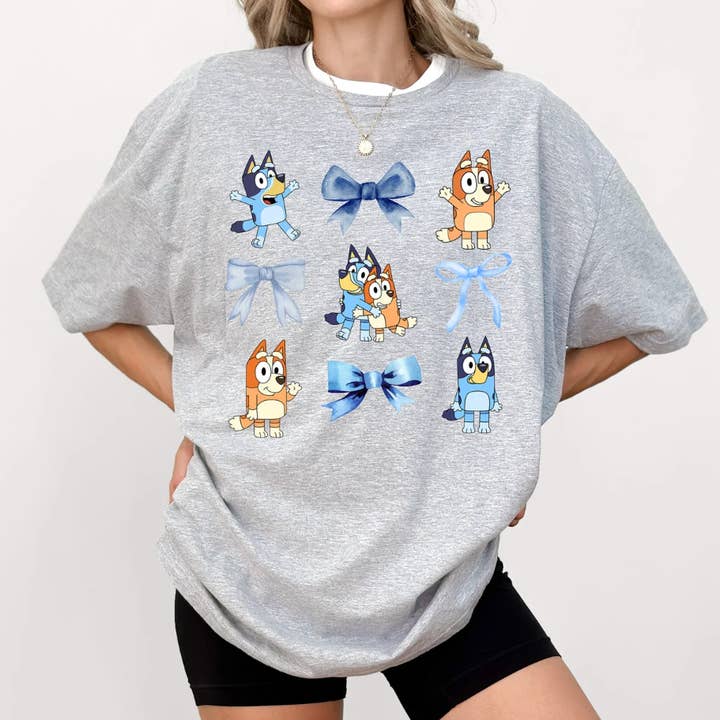 Blue Dog And Bows Shirt for wholesale by Eleven Fashion