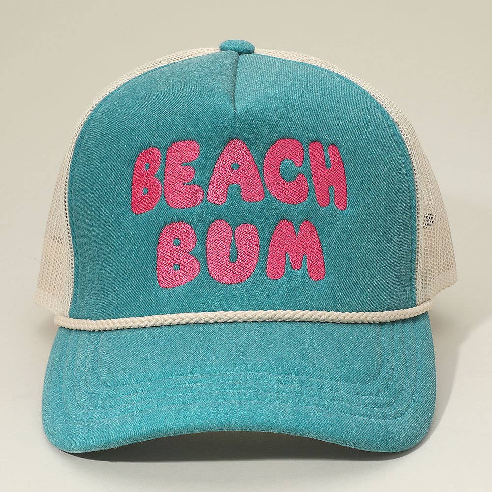 Sensibling Corp. - Wholesale Trucker Hat - Women's - BEACH BUM Message Embroidered Mesh Back Trucker Hat3