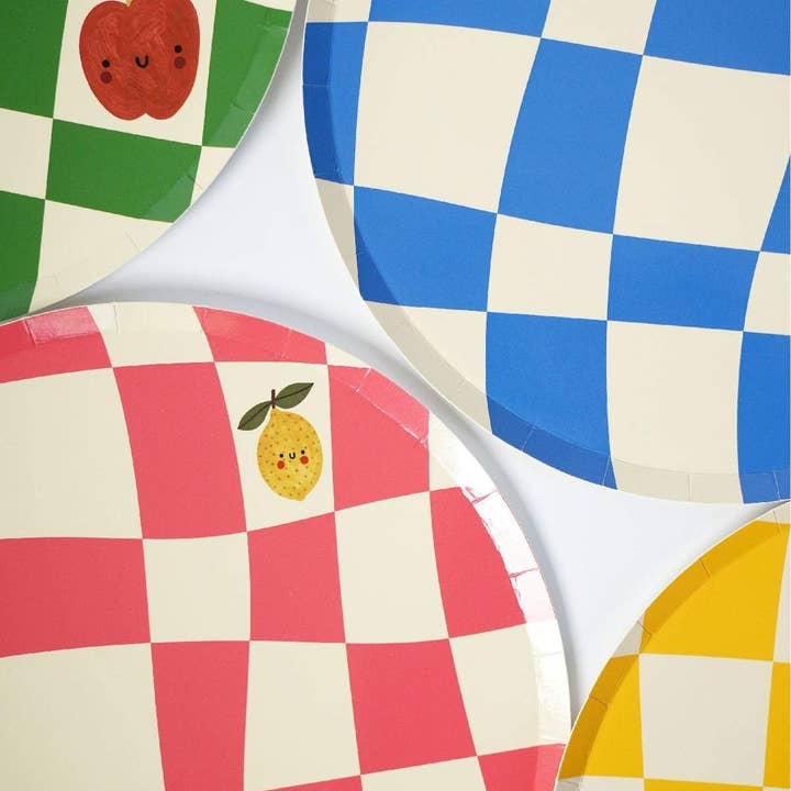 Checkered Dinner Paper Plates (x12) - Little Chef Collection for wholesale by POP Party Supplies, LLC