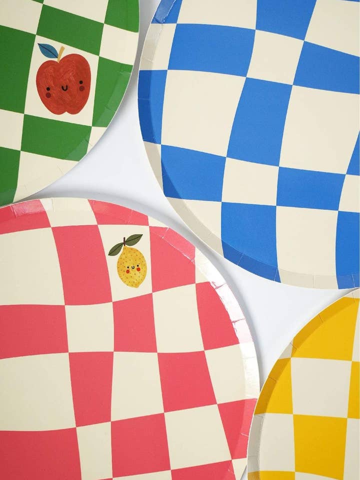 Checkered Dinner Paper Plates (x12) - Little Chef Collection for wholesale by POP Party Supplies, LLC