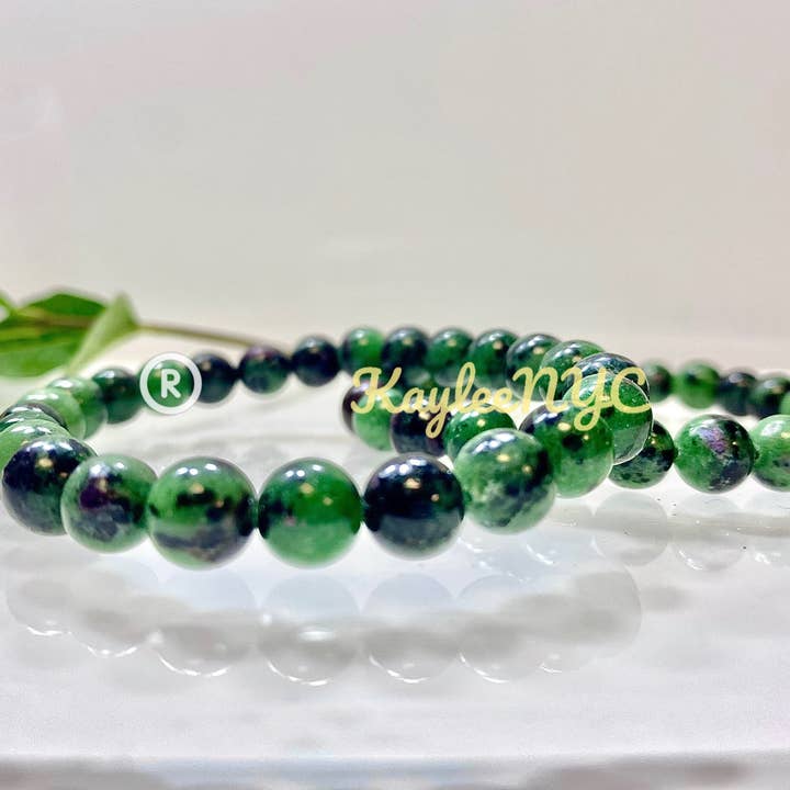KayleeNYC - Wholesale Beaded Bracelet - Natural Ruby Zoisite 8mm 7.5” Crystal Healing Stretch Bracel1