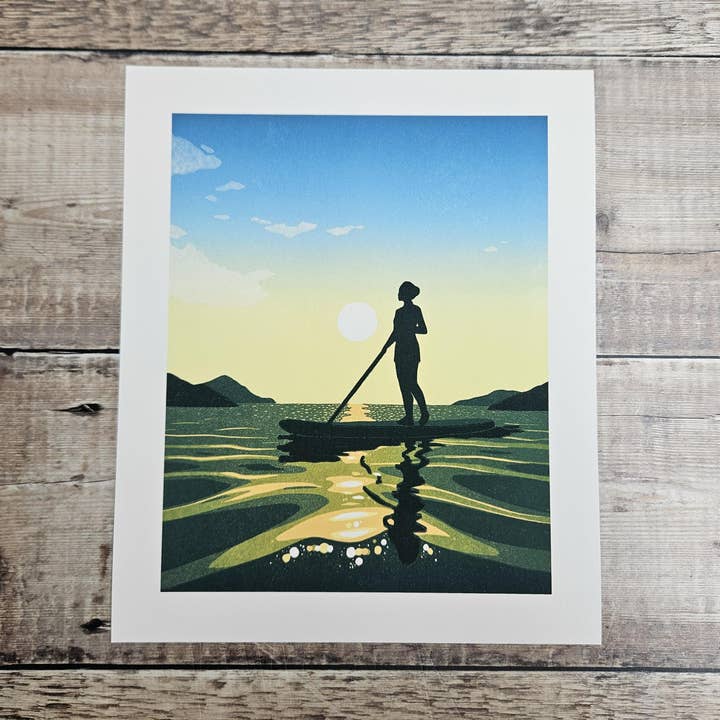 The Paddleboarder - Archival Quality Giclée Print for wholesale by Flotsam Prints
