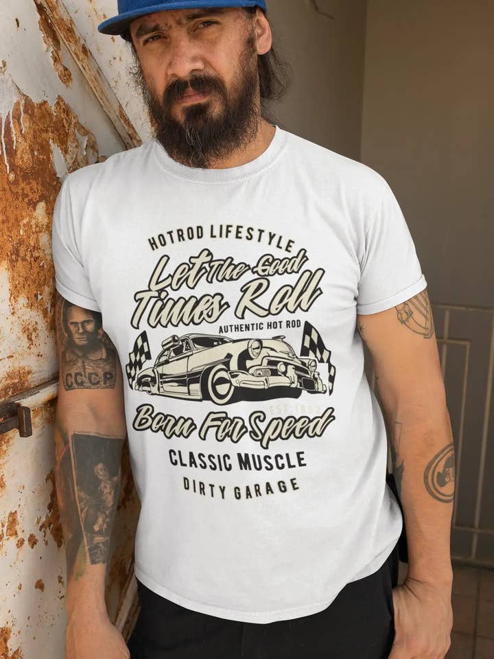 ULTRABASIC Men's T-Shirt Authentic Hot Rod - Dirty Garage Vintage Car Graphic for wholesale by ULTRABASIC
