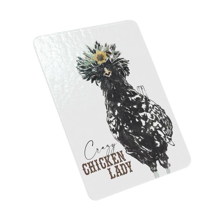 Crazy Chicken Lady By Dolly Estelle Cutting Board for wholesale by American Brand Studio