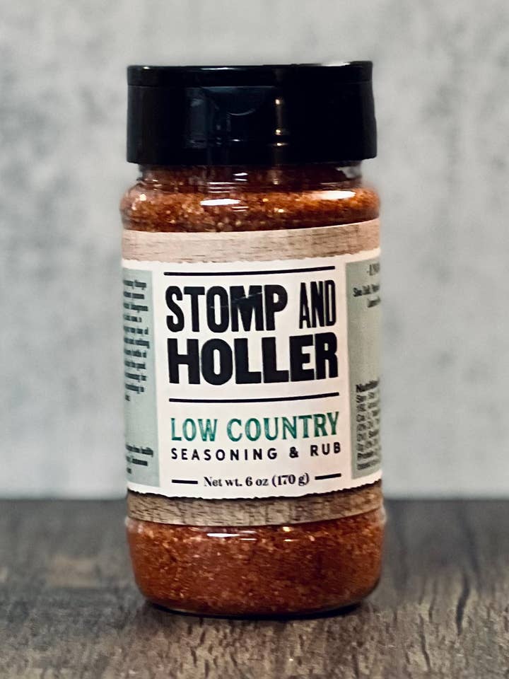 Assaisonnement et mélange à frotter Low Country - Poids net 6 oz. pour la vente par Stomp and Holler Gourmet Sauces
