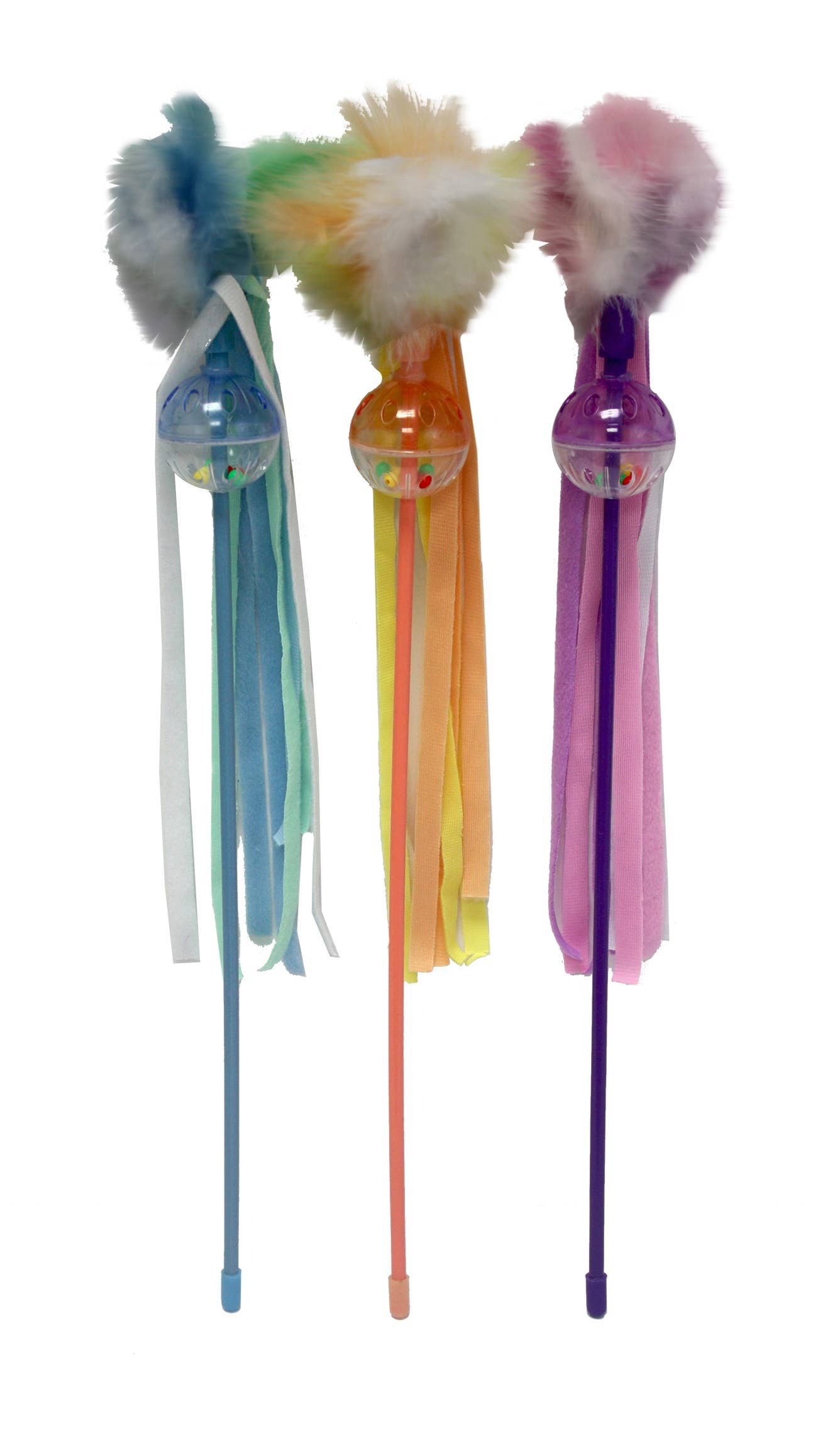 Pet Palette Distribution - Wholesale Pet Toy - Cat - Multipet Lattice Ball Teaser Cat Toy Assorted Colors 18"1