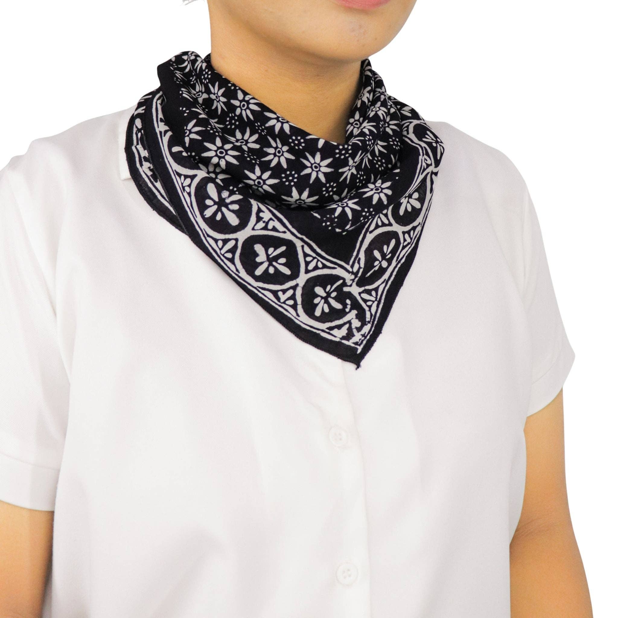 Kasih Co-op - Wholesale Bandana - Unisex - Hand Dyed Batik Bandana, 100% Soft Cotton, Black Mirage3