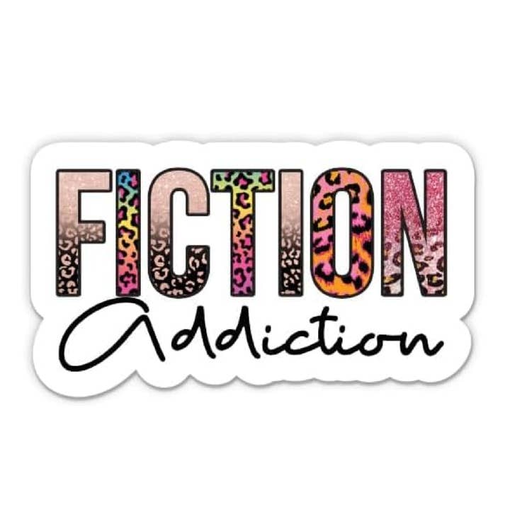 Fiction Addiction Book Lover Reading Waterproof Sticker for wholesale by Lyrical River Designs