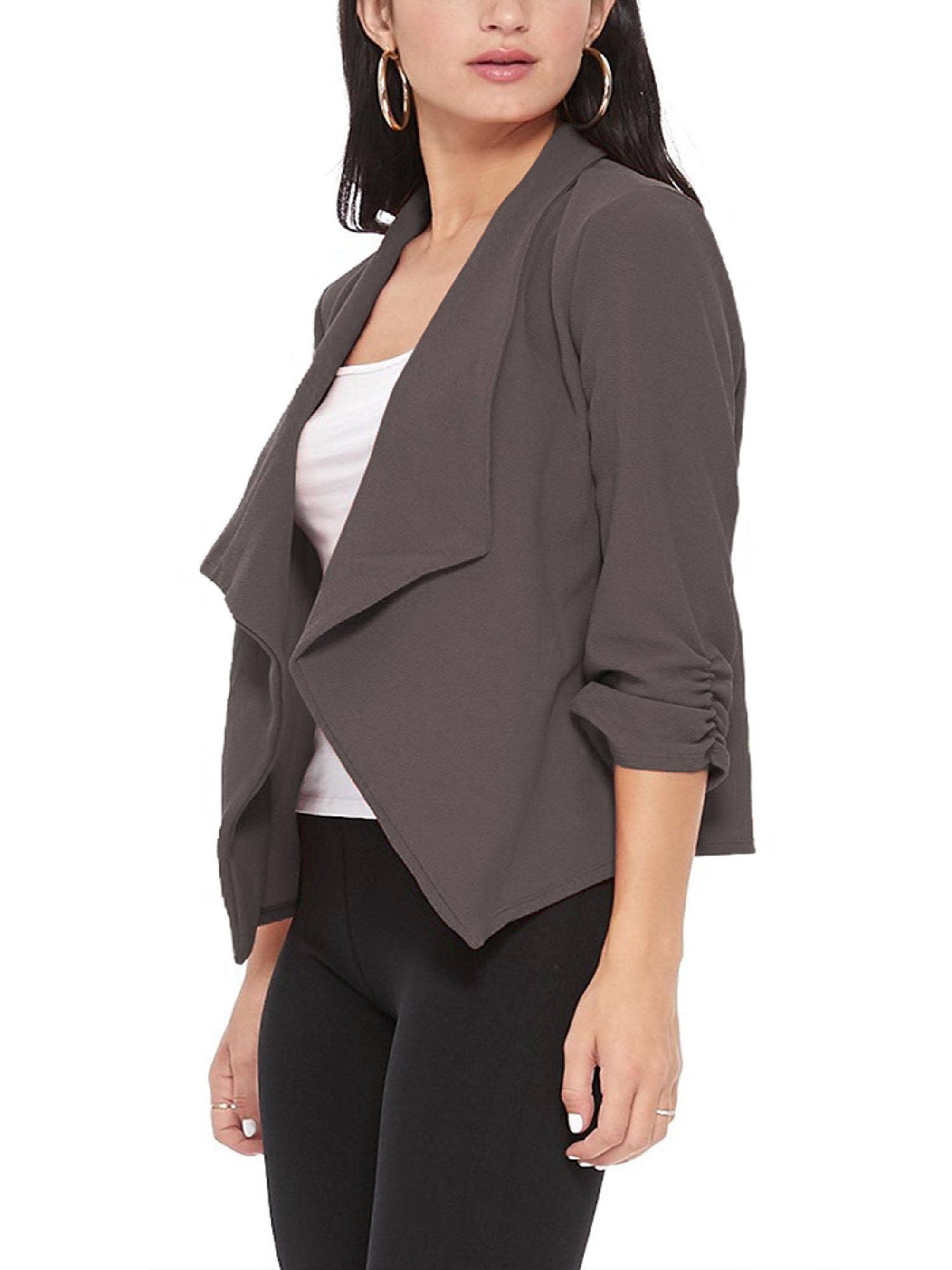 MOA COLLECTION - Wholesale Blazer - Women's - Casual Open Front Draped Solid Blazer Jacket13