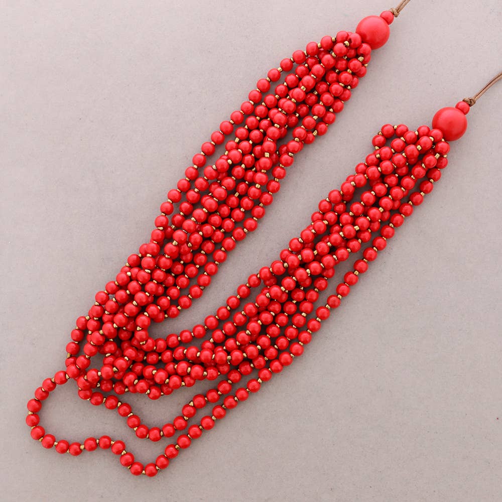 Sonata - Wholesale Beaded/Pearl Necklace - Wooden Beads Necklace0